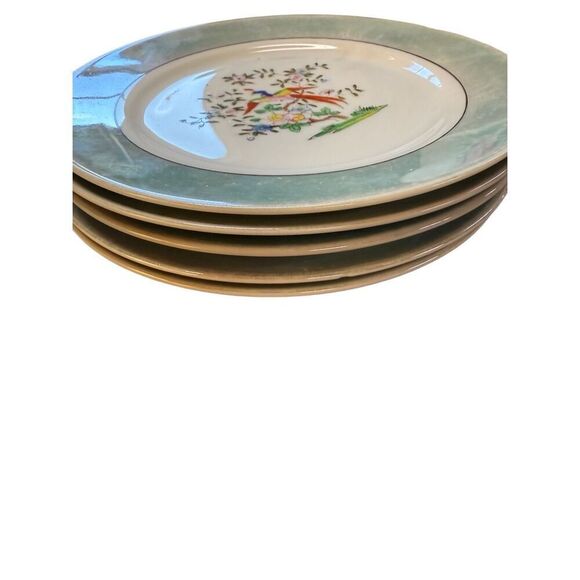 Vintage Noritake Morimura Lusterware Bird Of Paradise Saucer Plates 5 Piece Set - Picture 8 of 10